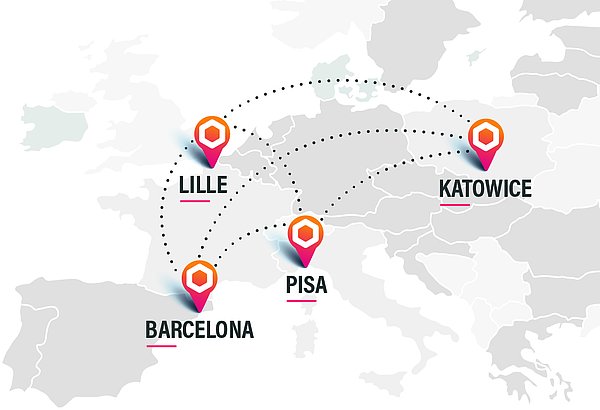 Lille, Barcelona, Pisa, Katowice